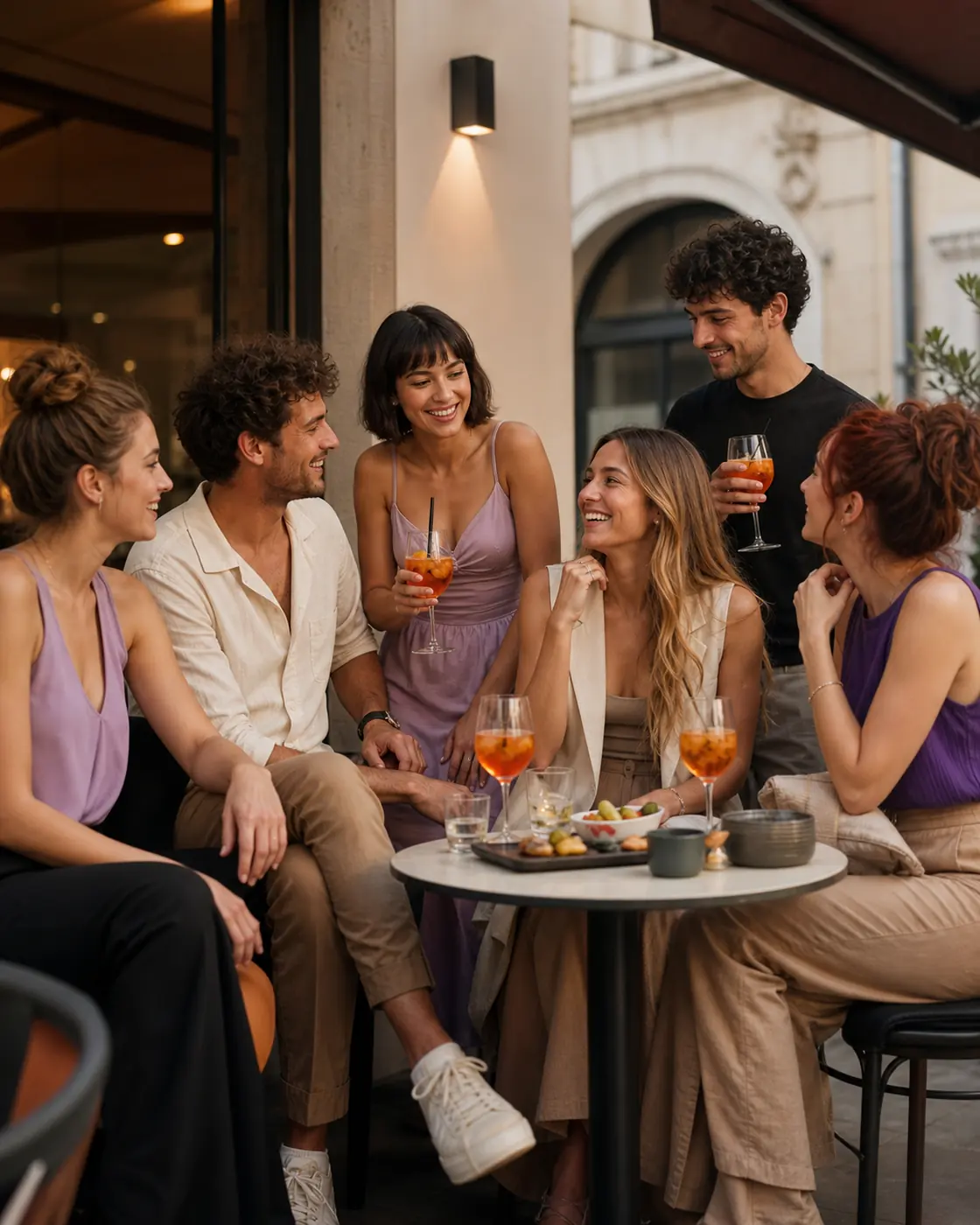 Amici tra i 20 e i 30 anni si incontrano prima di una serata